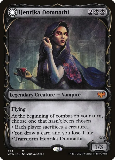 Henrika Domnathi // Henrika, voyante infernale, carte Magic VOW 293 — extension Innistrad : noce écarlate