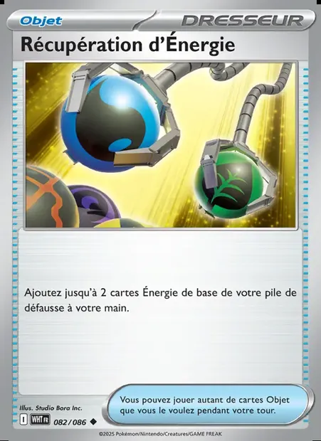 Récupération d'Énergie, carte Pokémon WHT 082 — extension Flamme Blanche