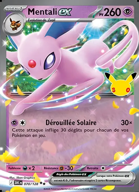 Mentali-ex, carte Pokémon 30C 070 — extension 30ᵉ Anniversaire