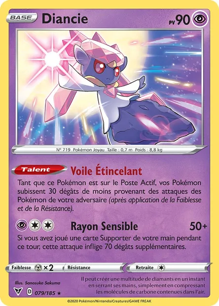 Diancie, carte Pokémon VIV 79 — extension Voltage Éclatant