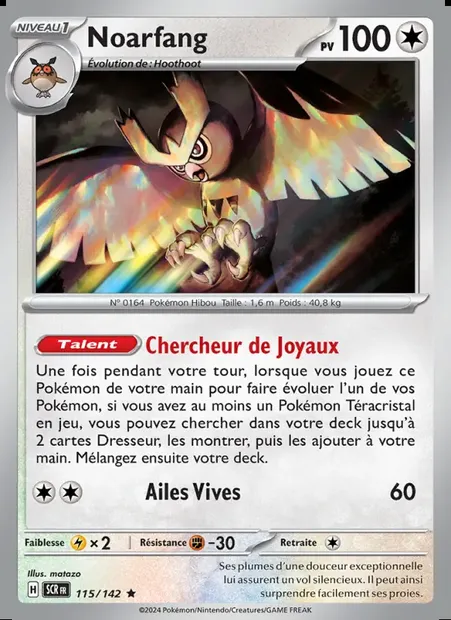 Noarfang, carte Pokémon SCR 115 — extension Couronne Stellaire