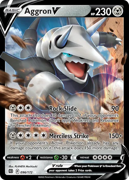 Aggron V, Pokémon card BRS 096 — Brilliant Stars set