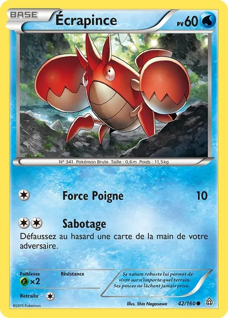 Écrapince, carte Pokémon PRC 42 — extension Primo-Choc