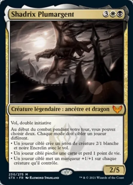 Shadrix Plumargent, carte Magic STX 230 — extension Strixhaven: l'Académie des Mages