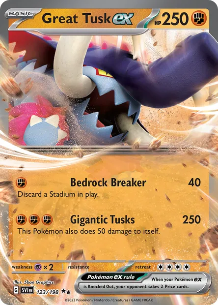 Great Tusk ex, Pokémon card SVI 123 — Scarlet & Violet set
