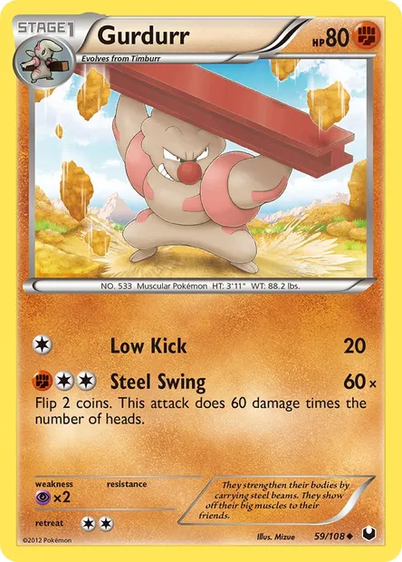 Gurdurr, Pokémon card DEX 59 — Dark Explorers set