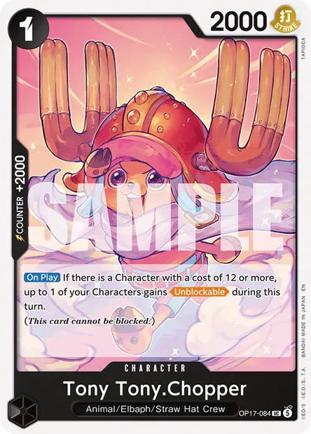 Tony Tony.Chopper, One Piece card OP17-084 — THE WORLD’S STRONGEST WARRIORS set