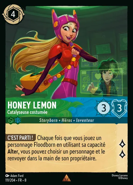 Honey Lemon - Catalyseuse costumée, carte Disney Lorcana CH8-111 — extension Le Règne de Jafar