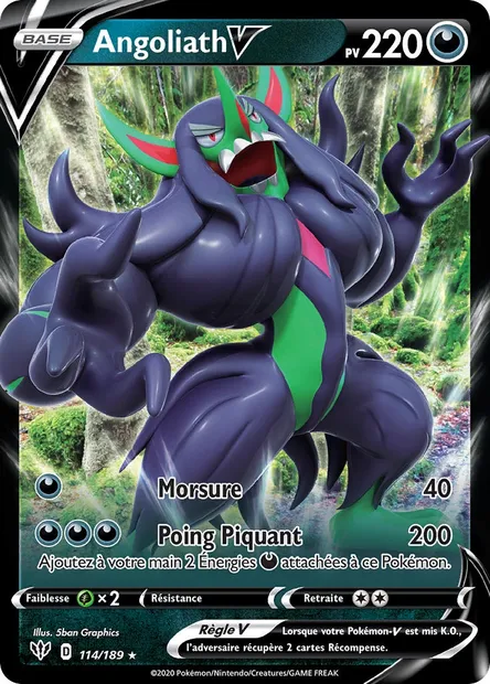 Angoliath V, carte Pokémon DAA 114 — extension Ténèbres Embrasées