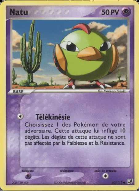 Natu, carte Pokémon UF 63 — extension EX Forces Cachées
