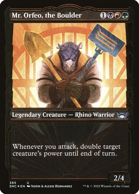 Mr. Orfeo, the Boulder, Magic card SNC 385 — Streets of New Capenna set