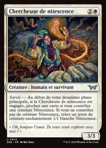 Chercheuse de nitescence, carte Magic DSK 14 — extension Duskmourn: House of Horror