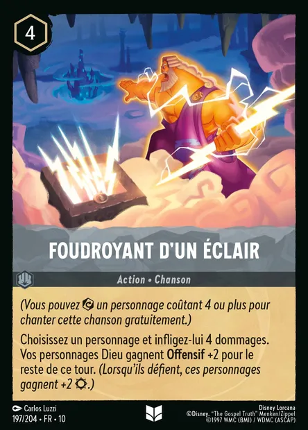 Foudroyant d'un éclair, carte Disney Lorcana CH10-197 — extension Lueurs dans les Profondeurs