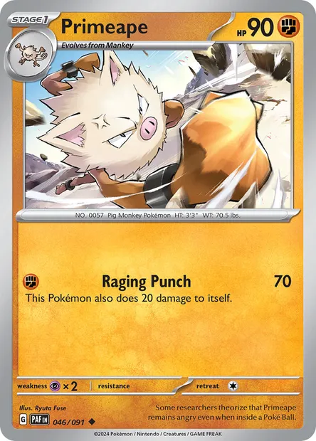 Primeape, Pokémon card PAF 046 — Paldean Fates set