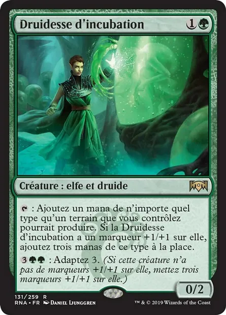 Druidesse d'incubation, carte Magic RNA 131 — extension L'allégeance de Ravnica