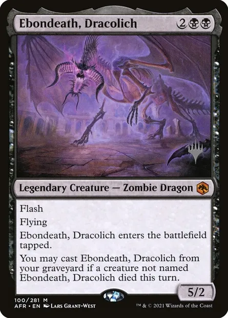 Ebondeath, Dracolich, Magic card PAFR 100p — Adventures in the Forgotten Realms Promos set