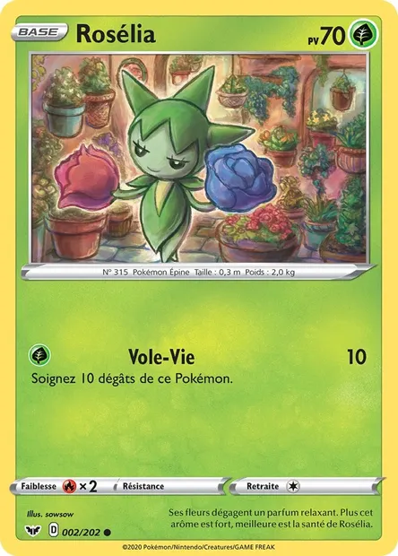 Rosélia, carte Pokémon SSH 2 — extension Épée et Bouclier
