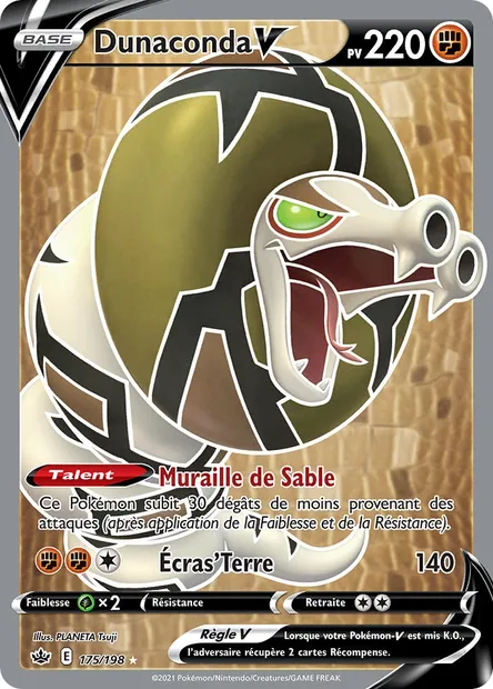 Dunaconda V, carte Pokémon CRE 175 — extension Règne de Glace