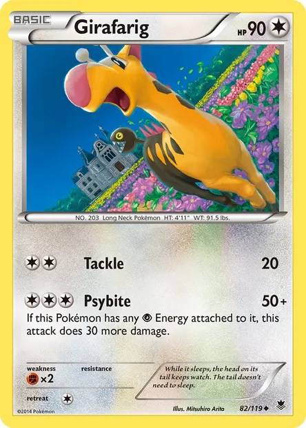 Girafarig, Pokémon card PHF 82 — Phantom Forces set