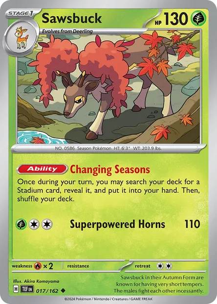 Sawsbuck, Pokémon card TEF 017 — Temporal Forces set