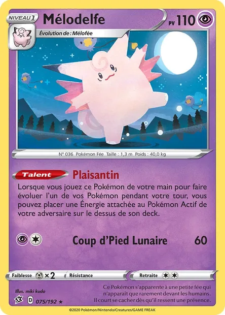 Mélodelfe, carte Pokémon RCL 75 — extension Clash des Rebelles