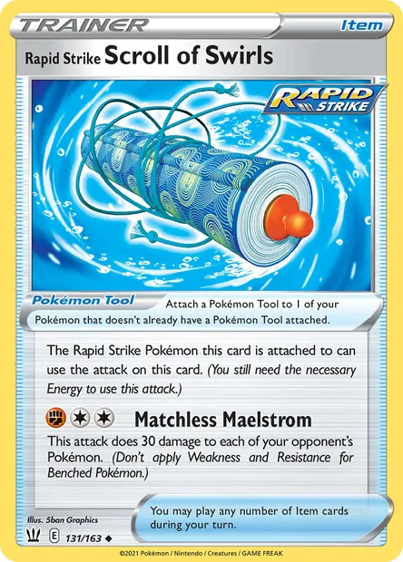 Rapid Strike Scroll of Swirls, Pokémon card BST 131 — Battle Styles set