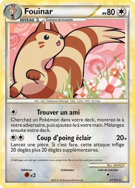 Fouinar, carte Pokémon HS 21 — extension HeartGold SoulSilver