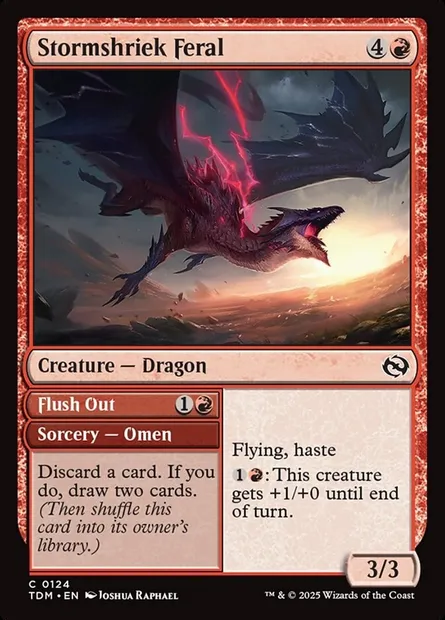 Stormshriek Feral // Flush Out, Magic card TDM 124 — Tarkir: Dragonstorm set