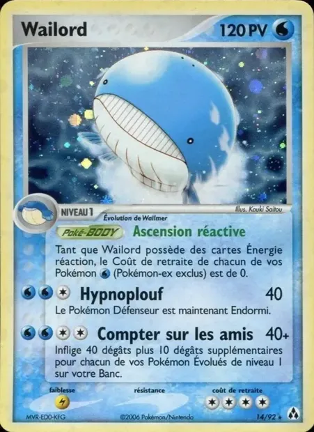 Wailord, carte Pokémon LM 14 — extension EX Créateurs de légendes