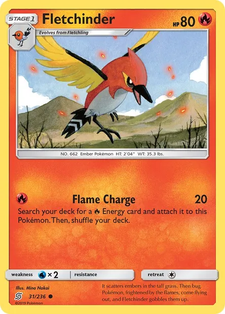 Fletchinder, Pokémon card UNM 31 — Unified Minds set