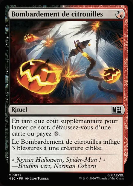 Bombardement de citrouilles, carte Magic MSC 822 — extension Marvel Super Heroes Commander