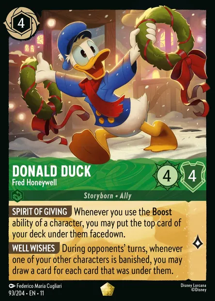 Donald Duck - Fred Honeywell, Disney Lorcana card CH11-093 — Winterspell set