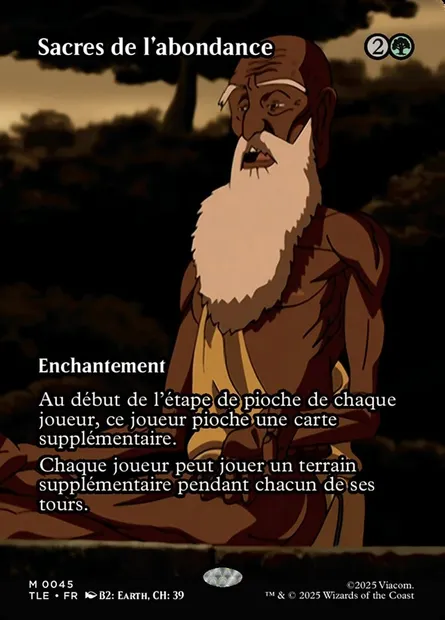 Sacres de l'abondance, carte Magic TLE 45 — extension Avatar: The Last Airbender Eternal