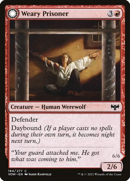 Weary Prisoner // Wrathful Jailbreaker, Magic card VOW 184 — Innistrad: Crimson Vow set
