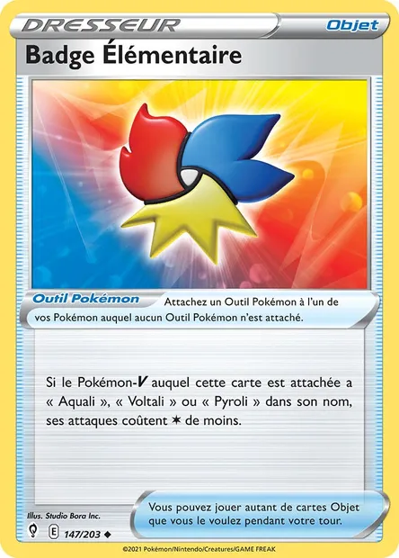 Badge Élémentaire, carte Pokémon EVS 147 — extension Évolution Céleste