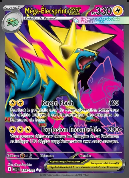 Méga-Élecsprint-ex, carte Pokémon MEG 158 — extension Méga-Évolution