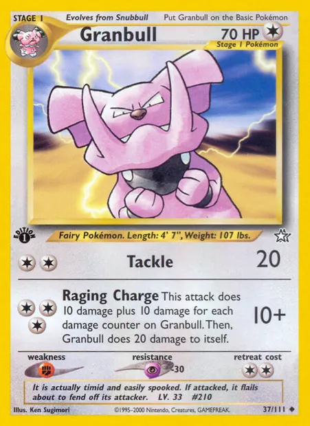 Granbull, Pokémon card NG 37 — Neo Genesis set