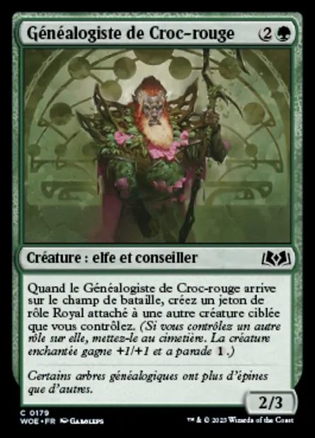 Généalogiste de Croc-rouge, carte Magic WOE 179 — extension Wilds of Eldraine