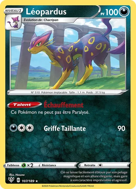 Léopardus, carte Pokémon DAA 107 — extension Ténèbres Embrasées