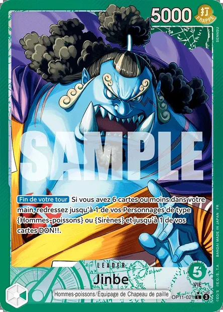 Jinbe, carte One Piece OP11-021 — extension DES POINGS VIFS COMME L'ÉCLAIR