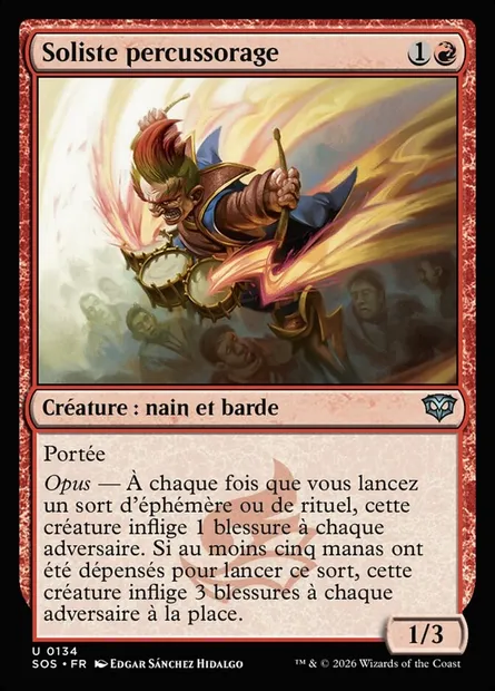 Soliste percussorage, carte Magic SOS 134 — extension Secrets of Strixhaven