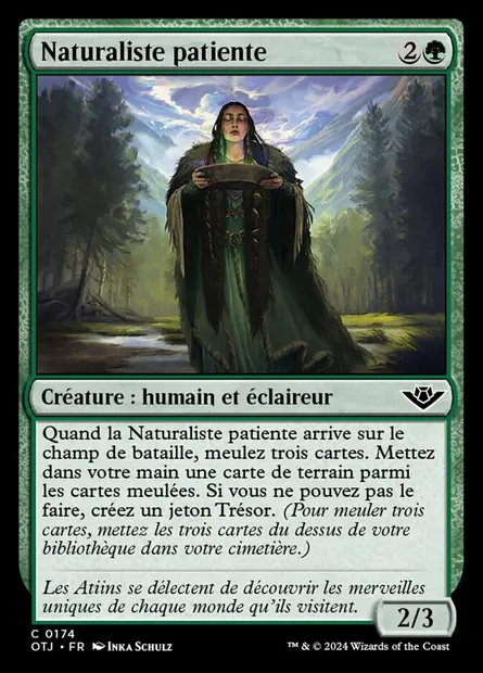 Naturaliste patiente, carte Magic OTJ 174 — extension Outlaws of Thunder Junction