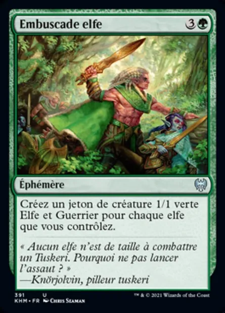 Embuscade elfe, carte Magic KHM 391 — extension Kaldheim