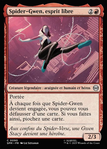Spider-Gwen, esprit libre, carte Magic SPM 90 — extension Marvel's Spider-Man