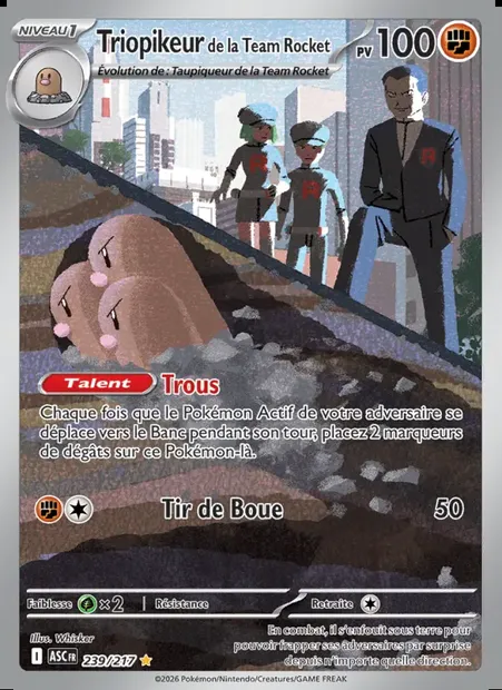 Triopikeur de la Team Rocket, carte Pokémon ASC 239 — extension Héros Transcendants