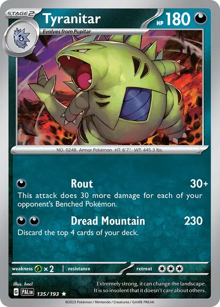 Tyranitar, Pokémon card PAL 135 — Paldea Evolved set