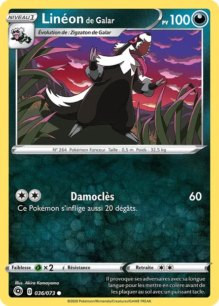 Linéon de Galar, carte Pokémon CPA 36 — extension La Voie du Maître