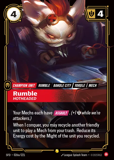 Rumble, carte Riftbound SFD 026a — extension Spiritforged