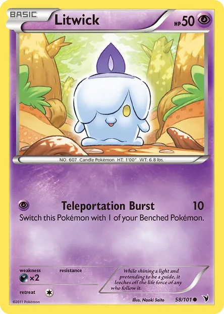 Litwick, Pokémon card NVI 58 — Noble Victories set