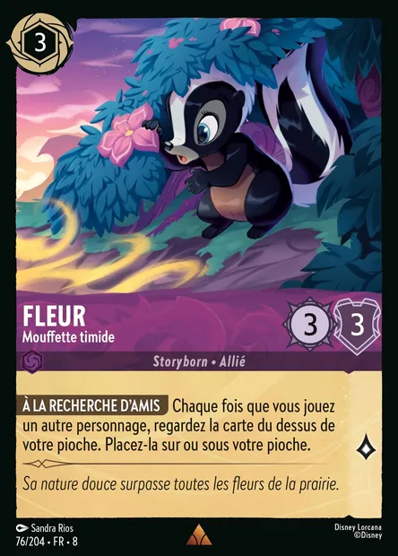 Fleur - Mouffette timide, carte Disney Lorcana CH8-076 — extension Le Règne de Jafar
